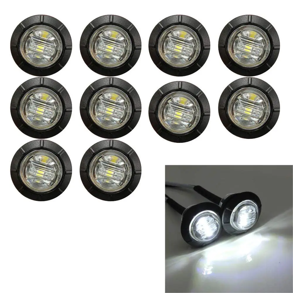 

Krator 10PCS 3/4" Round White LED Underbody Rock Front Rear Side Marker Indicators Light Bullet Clearance Marker Light 12V