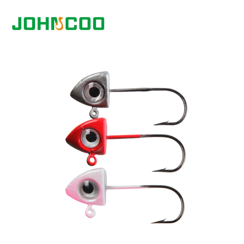 

JOHNCOO 5pcs 2g 3g Fishing Lure 3D Eyes Lead Jig Head Barbed Hook Soft Lure Jigging Hook Fishing Hooks Lead Head Hooks