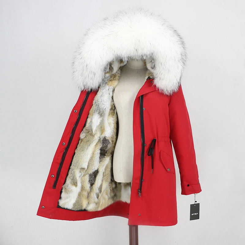 Sale OFTBUY Waterproof Long Parka Real Fur Coat Winter Jacket Women Natural Raccoon Fur Collar Real Rabbit Fur Liner Detachable Warm 24