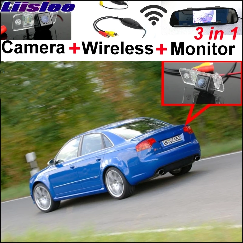LiisLee WiFi Wireless CCD Camera & Mirror Monitor Easy DIY Parking SYSTEM Set For Audi A4 S4 RS4 2001~2008