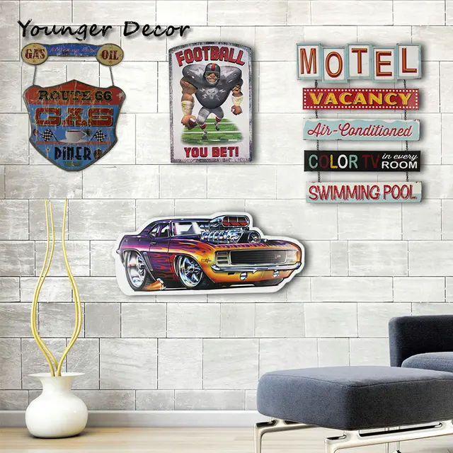 Route 66 Gas Oil Diner Metal Tin Sign Motel Vacancy Wall Art Iron Route 66 Gas Oil Diner Metal Tin Sign Motel Vacancy Wall Art Iron Painting Decor Pub