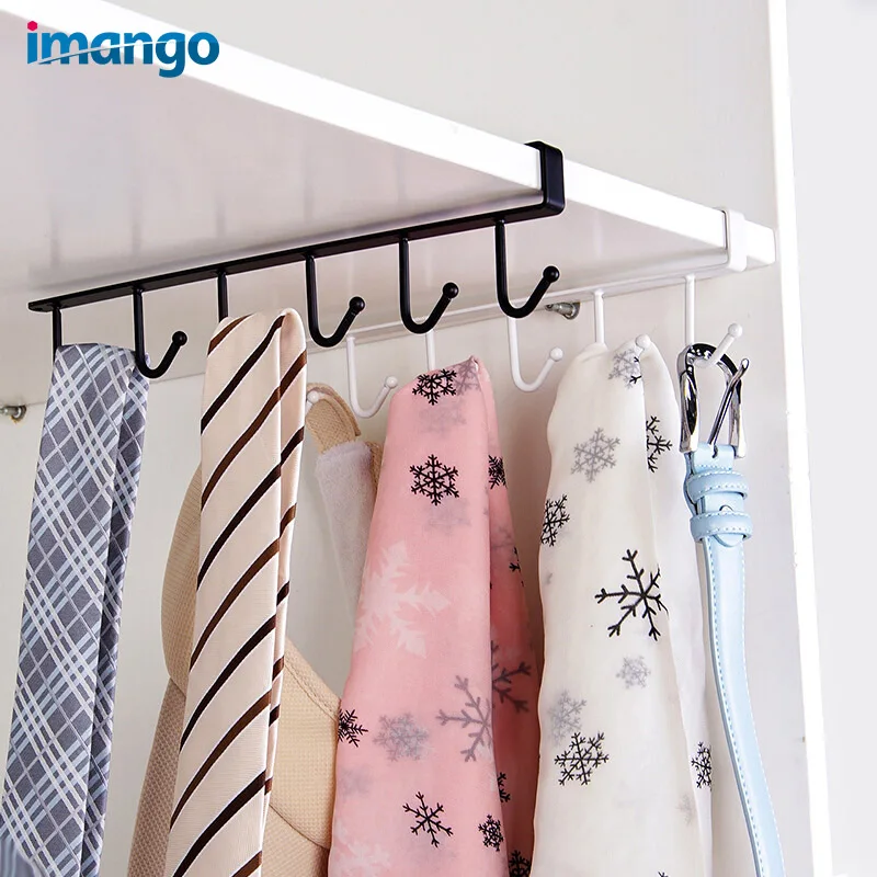 Multi-function Kitchen Metal Hook Cabinets Storage Rack Row Hooks Wardrobe Tie Scarf Clothes Wine Cabinet Glass Tableware Hook