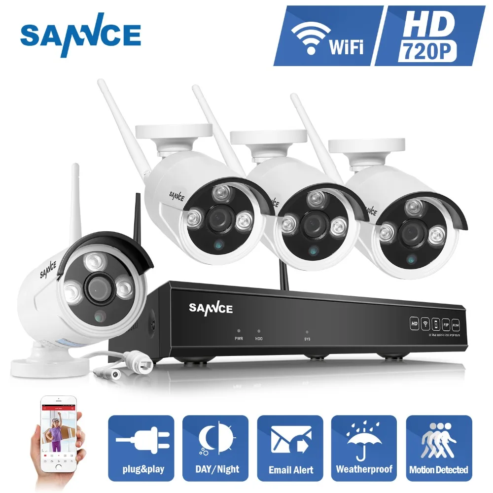 SANNCE NVR kits 4CH IR HD Home Security Wireless NVR Kits IP Camera