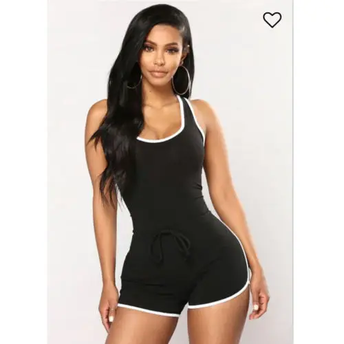 Womens Short Romper Jumpsuit Sleeveless Beach Clubwear Sporty Bodycon