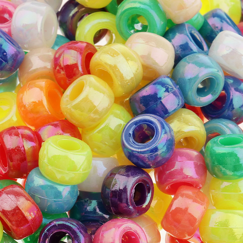200 Pieces Multi colors Round Glass Beads Loose Beading Large Hole for DIY Necklaces,Bracelet, Earrings Making Craft 8 mm