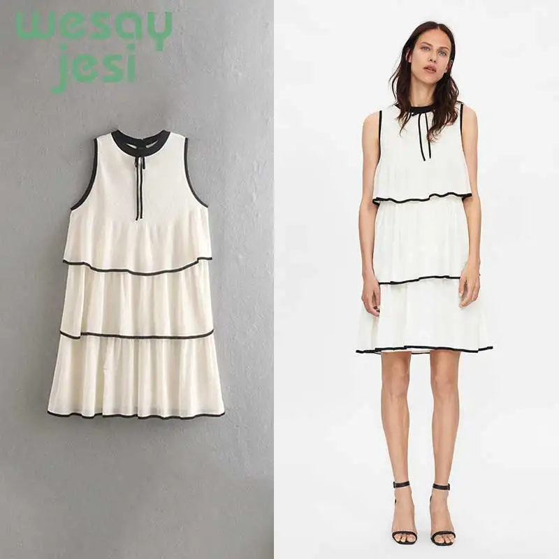 

Women dress elegant Sweet mini autumn dress O-collar sleeveless female office wear chic cute dresses vestidos