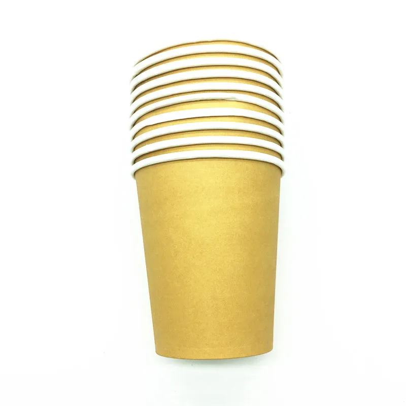 50 шт./лот сплошной цвет тема бумажный стаканчик с рисунком посуда для дня рождения, чашка для вечеринки - Цвет: Золотой