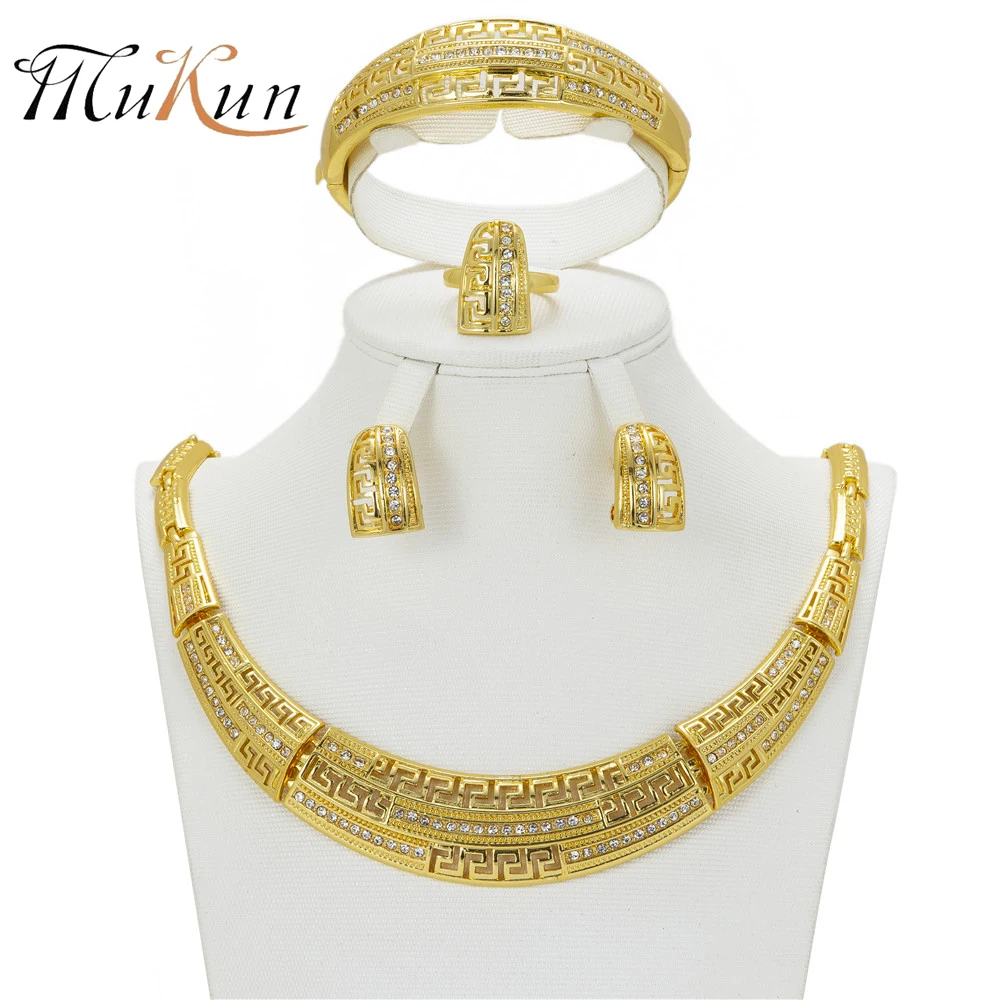MUKUN wholesale Dubai Jewelry Sets For Women Gold Color African Beads Party Necklace set