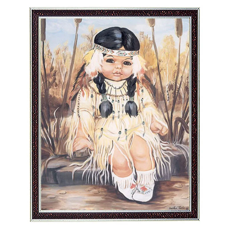 

Needlework Crafts 14CT unprinted embroidery French DMC Quality Counted Cross Stitch Kit Oil Painting The Cherokee Child patterns