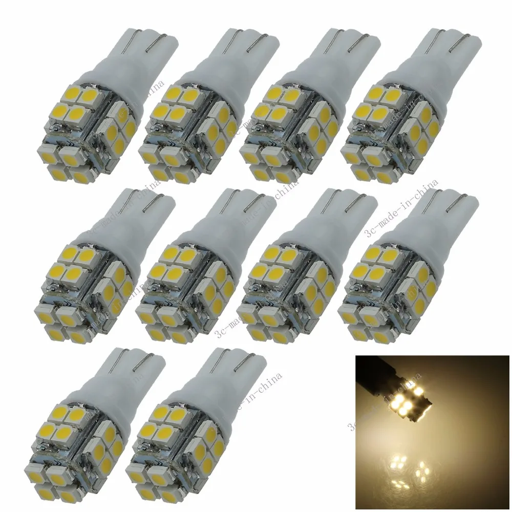 

CYAN SOIL BAY 10X Car Auto LED T10 194 168 2825 W5W 20 led smd 1206 Wedge LED Light Interior Bulb Lamp Warm White