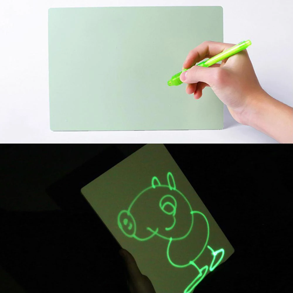 A4 ПВХ нарисовать планшет рисунок в темноте со светом световой ночью для Для Детей Забавные Краски игрушка доска с 2 чайник ручка