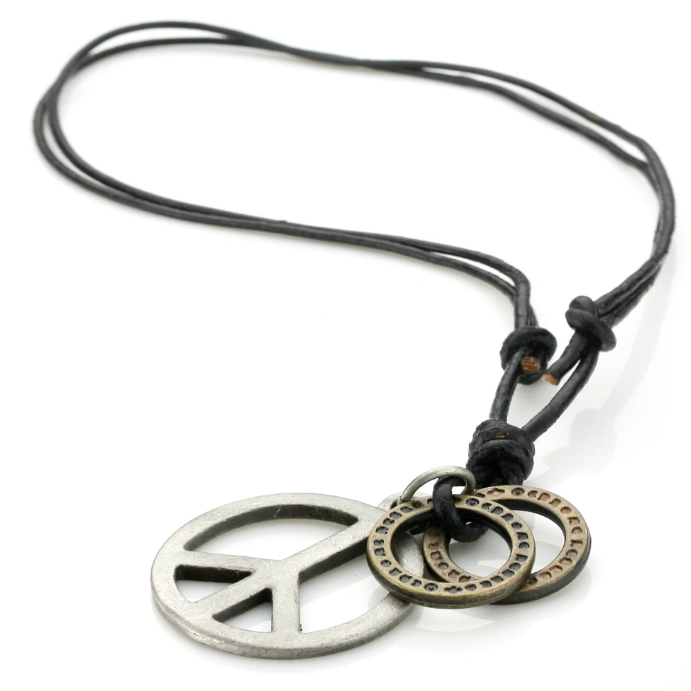 

Men Style Adjustable Genuine Leather Unisex Pendant Necklace Chain