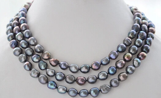 

Jewelr 005433 9mm peacock black baroque freshwater necklace 48inch
