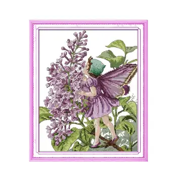 

Lilac Flower Fairy 11CT 14CT Furniture Sewing Embroidery Handmade Cross Stitch Decoration Wholesale
