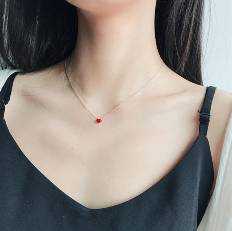 

Bohemian 925 Sterling Silver Heart Necklaces Pendants Long Chain Statement Necklace For Women Kolye Collares