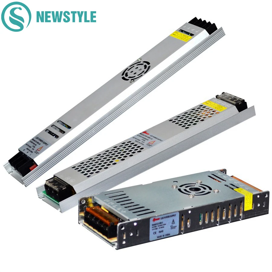 AC190 240V ультра тонкий светодиодный Питание DC12V 5V 24V 200W 300W Светодиодный драйвер