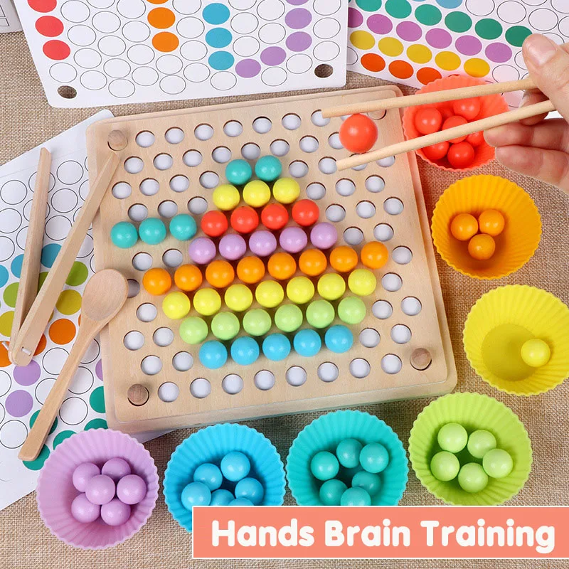 Kids Toys Montessori Wooden Toys Hands Brain Training Clip Beads Puzzle Board Math Game Baby Early Educational Toys For Children