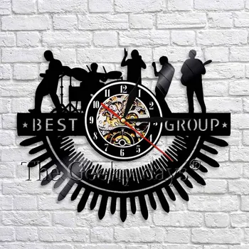 

Music Vinyl Record Wall Clock Best Group Wall Art Decor For Living Room Bedroom Musical Band Sysmbol Clock Unique Gifts