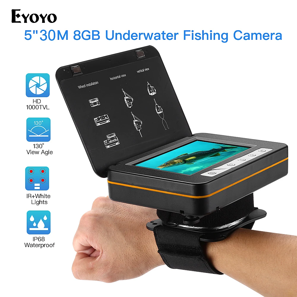 

EYOYO 5" Inch HD 1000tvl Underwater Fishing Video Camera Video Fish Finder 15M 30M under water fishing camera subaquatica dvr