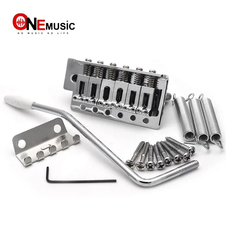 

A Set Right handed 6 String Flat Saddle Single Tremolo Guitar Bridge System for Electric Guitar Black Chrome