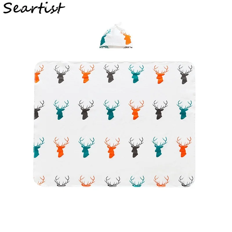 

Seartist 2019 New Newborn Swaddle Blankets Christmas Reindeer Print Blanket+Cap Bebes Baby Swaddles Toddler Hold Wraps 2019 40