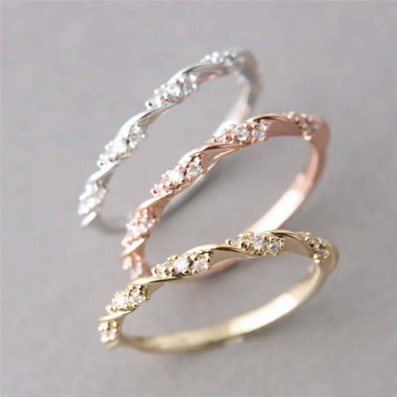 

Fashion Cubic Zircon Rings For Women Gold Rose Gold Silver Ring Austrian Crystal Engagement Wedding bague femme Jewelry Z05