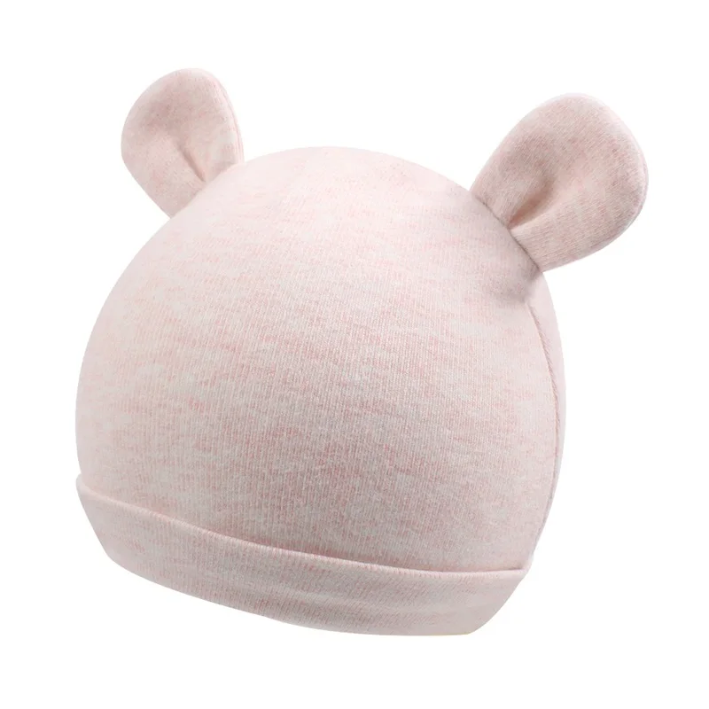 Cute Newborn Baby Beanie Hat Cotton Solid Newborn Boys Hat Bear Rabbit Ears Infant Girls Beanie Newborn Hat Spring Summer  (22)