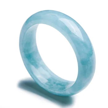 

Genuine Ocean Blue Natural Aqu amarine Stone Bracelets Bangles Women Female Round Fashion Crystal Bangle Inner Diameter 59mm