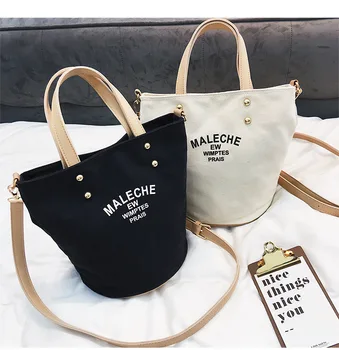 

New Canvas bag leisure Totes Bucket Bags two sets of artistic and environmental protection shopping bags shoulder Composite bag