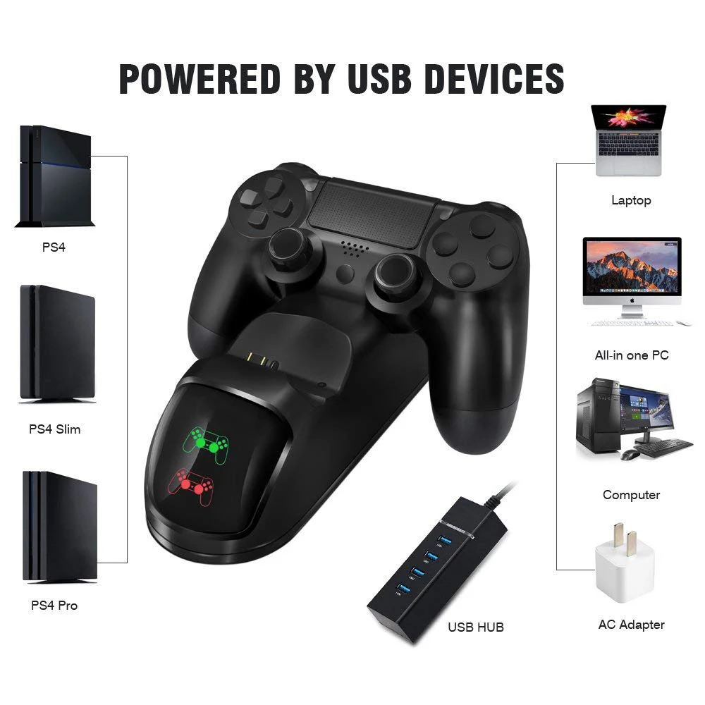 Контроллер PS4 джойстик ручка USB зарядное устройство двойной USB быстрая зарядка док-станция для Playstation 4 PS4 Slim/PS4 Pro