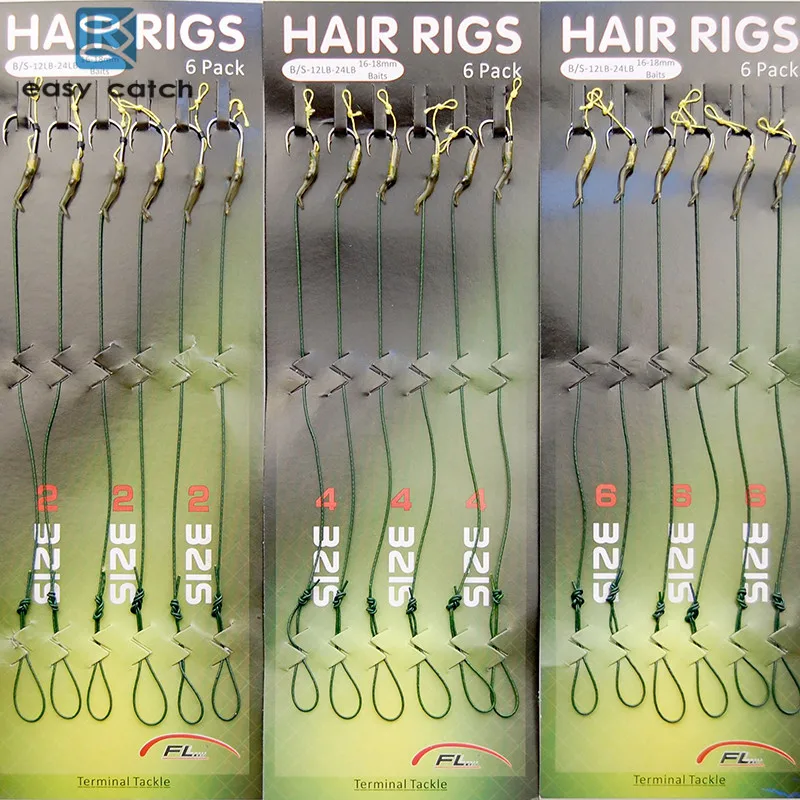Easy Catch 18pcs Carp Fishing Hair Rigs Green Coated Thread Loop 8340