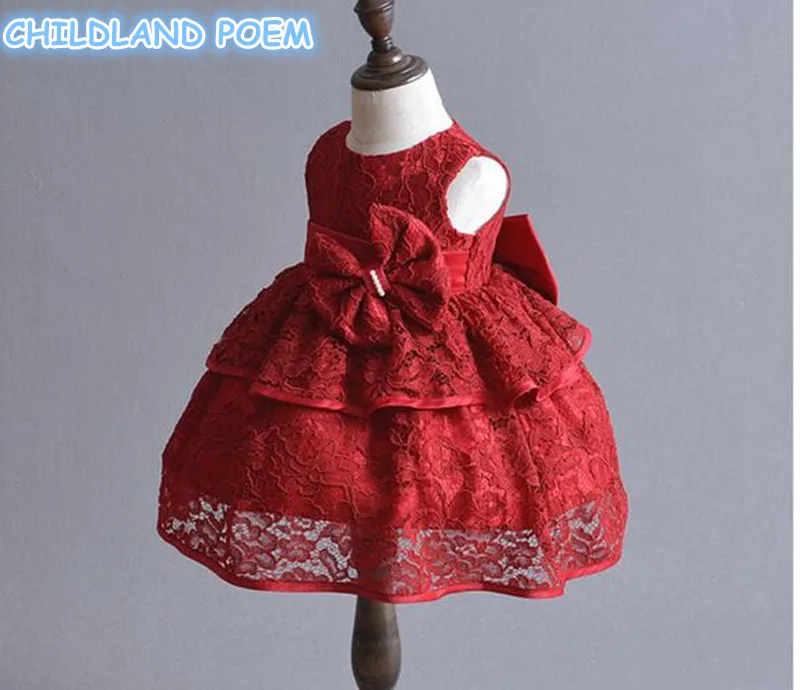 Baby Girl Dresses Bow Party Wedding 1 Year Birthday Dress Vestido 2018 Infant Toddler Christening Gowns Baptism Baby Dress