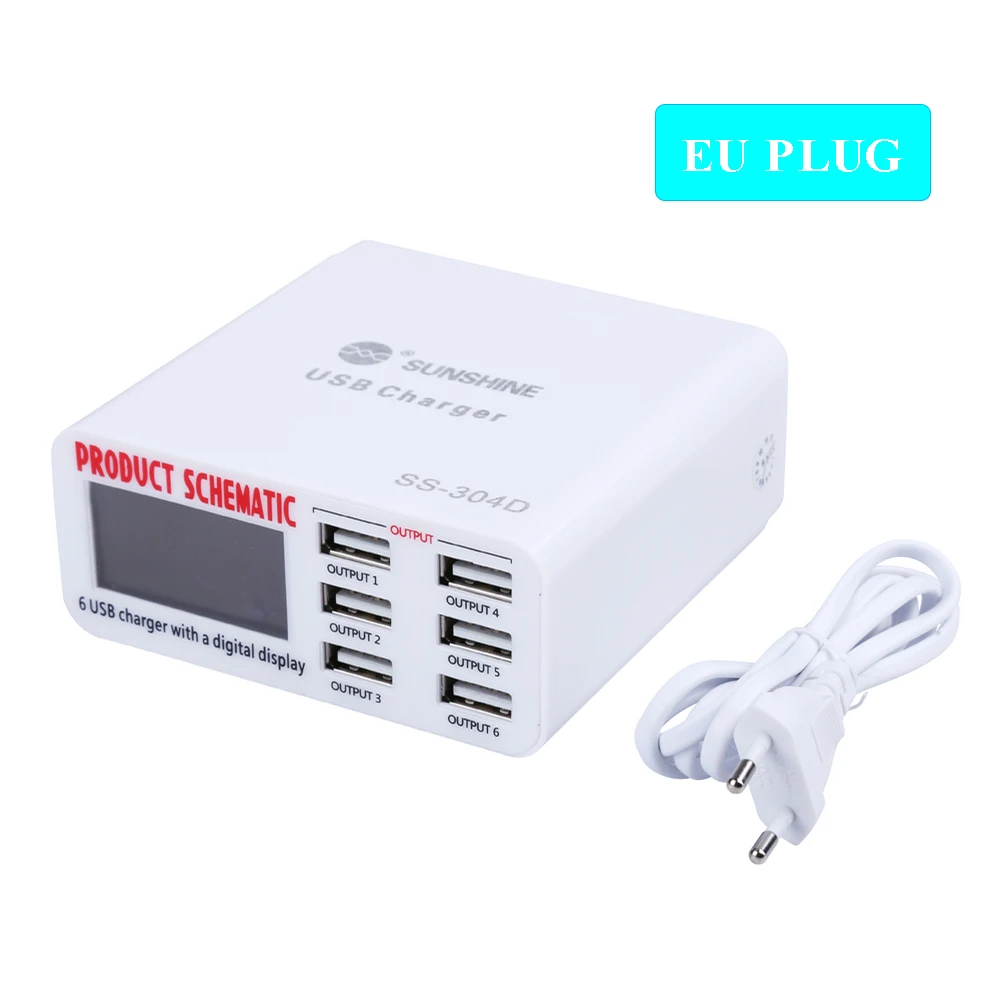 100 в 240 инструменты для ремонта мобильных телефонов 6 портовый USB быстрое зарядное