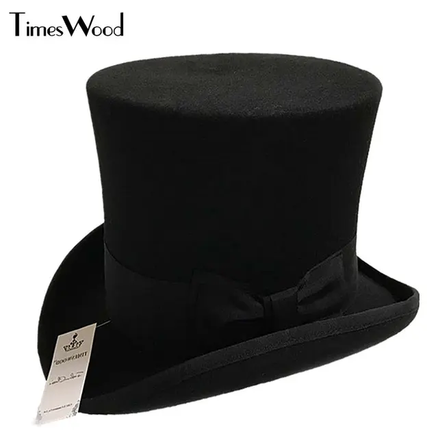 18cm Black Red Gray High Wool High Top Hat For Men And Men Chapeau