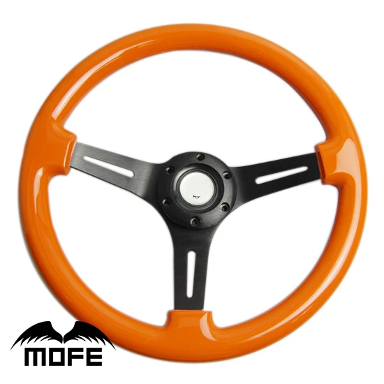 Mofe гоночная настоящая деревянная насадка на руль алюминиевые черные спицы 53 мм Глубокая Тарелка деревянная классика 350 мм рулевое колесо оранжевый