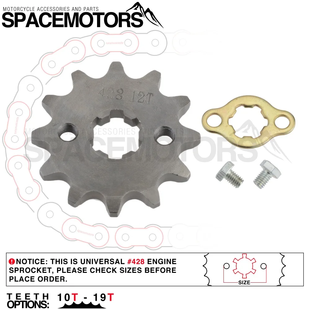 428 От 10 до 19 лет 17 мм spline передняя Звездочка двигателя звезда Мотоцикл мопед питбайк грязь питбайк ирбис TTR250 TTR MX эндуро Маунтин