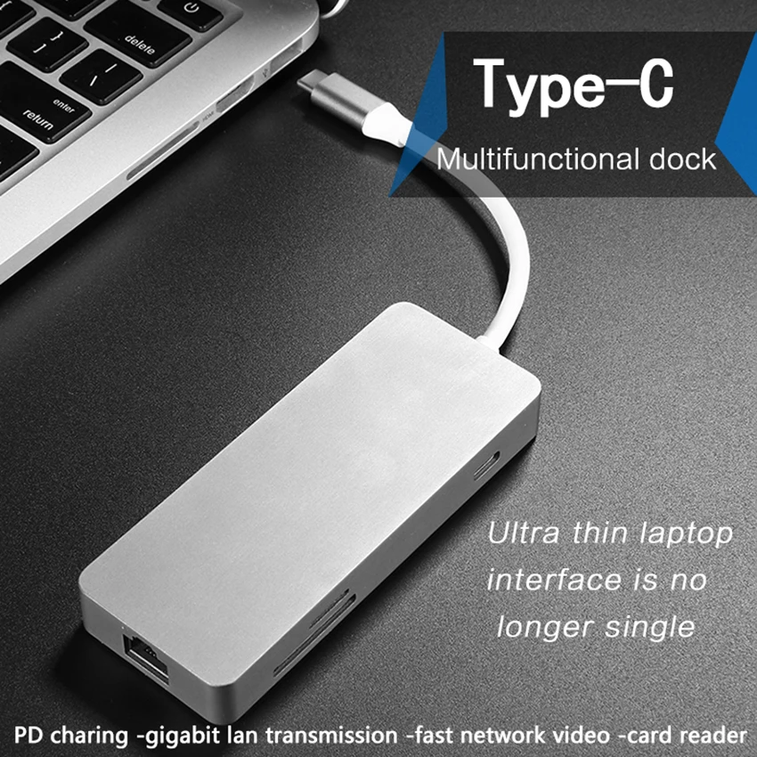 Type C Hub for Macbook Spliter Adapter USB 3.0 TF SD Card Reader 2K Video HDMI 1000mbps RJ45 Ethernet Network USB-C | Компьютеры и