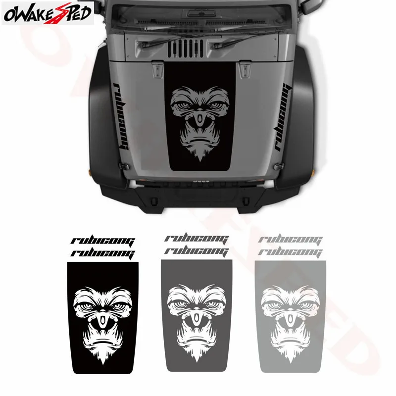 

For Jeep Wrangler 3 Pc. Gorilla Face Styling Stickers Car Cover Engine Decor Sticker Auto Hood Accessories Vinyl Decal