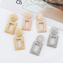 CUTEECO 2019 Fine Gold Geometric Earrings For Women Rectangular Design Drop Female Long Earrings Jewelry Gift CUTEECO 2019 Fine Gold Geometric Earrings For Women Rectangular Design Drop Female Long Earrings Jewelry Gift