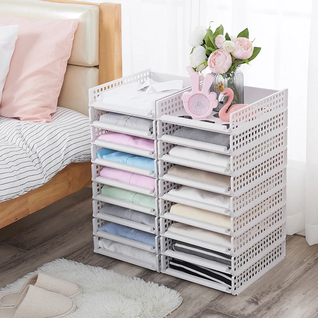 Detachable clothes organizer wardrobe partition board rack drawer clothes storage box bedroom multi-layer stackable storage rack