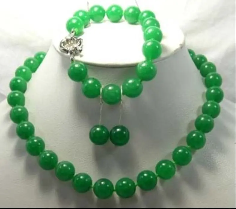 

FREE SHIPPING>>@> FREE SHIPPING4 colors! noblest 12mm green/pink/red/blue jade necklace bracelet earring set Natural jewelry