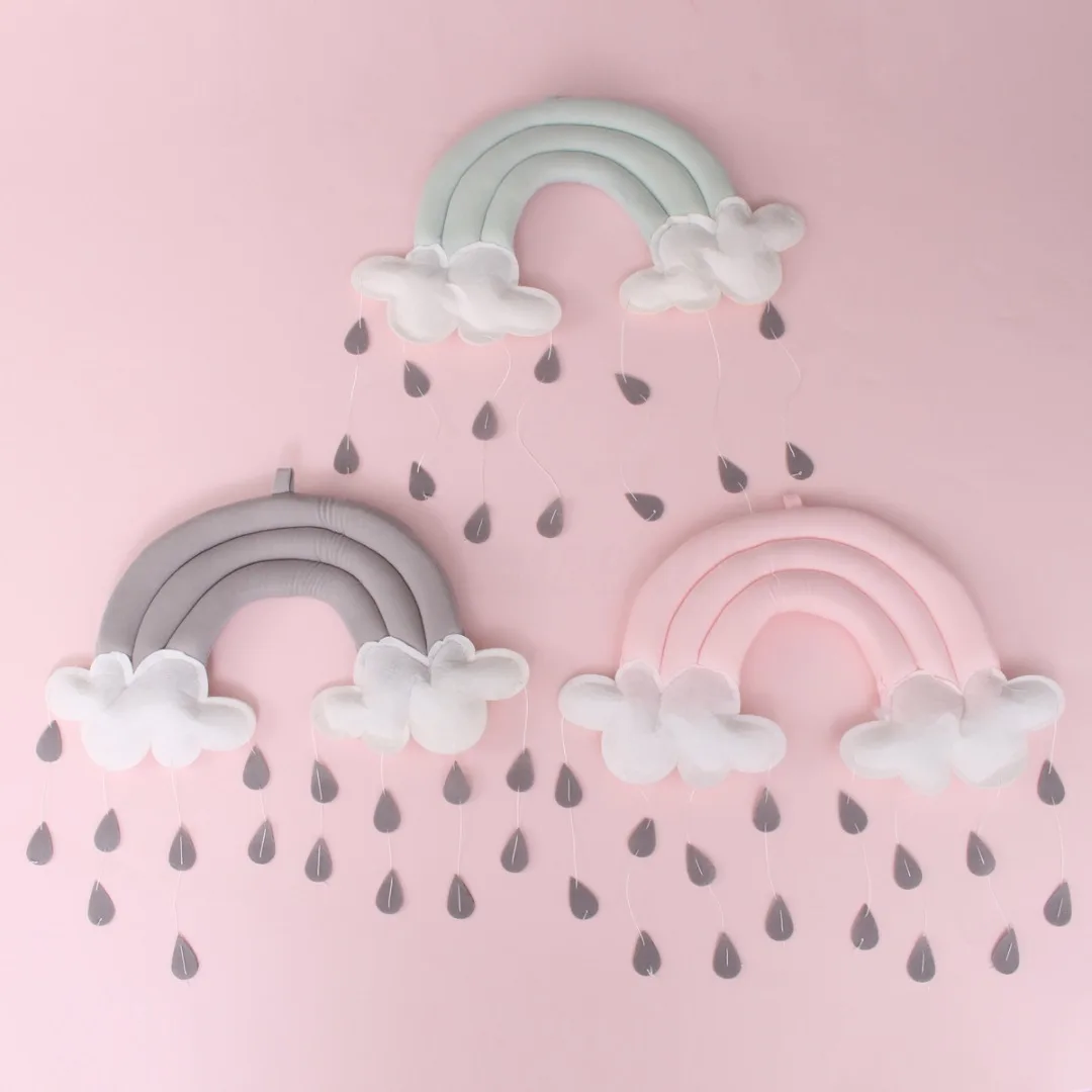 JX-LCLYL Rainbow Cloud Rain Drops Bed Wall Hanging Photo Prop Baby Nursery Bedroom Decor