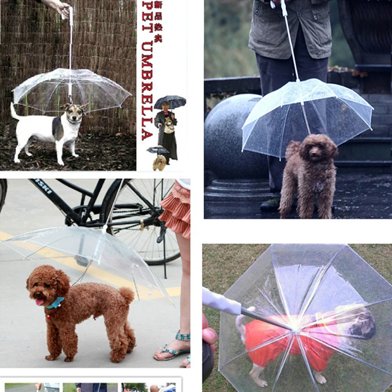 Прозрачный PE ПЭТ зонтик Дождевики и зонты Портативный встроенный поводок щенок зонтик кошка плащ держит Pet сухой комфортно в дождь, снег