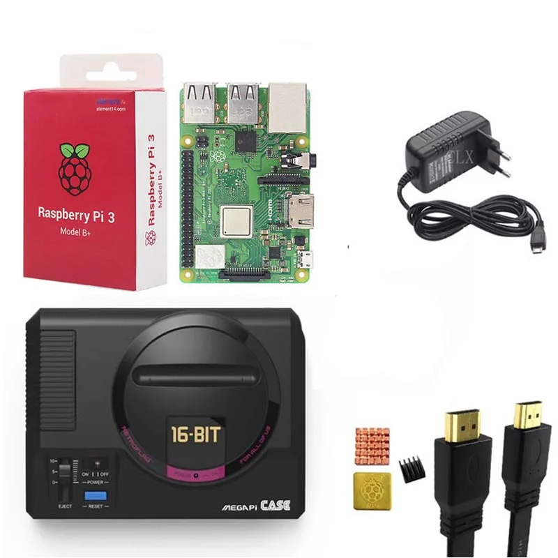 Retroflag MEGAPi чехол+ Raspberry pi 3B+(Plus)+ HDMI+ теплоотвод+ 5V 3A power для Raspberry Pi 3 B Plus(3B+)/3B - Цвет: Kit B