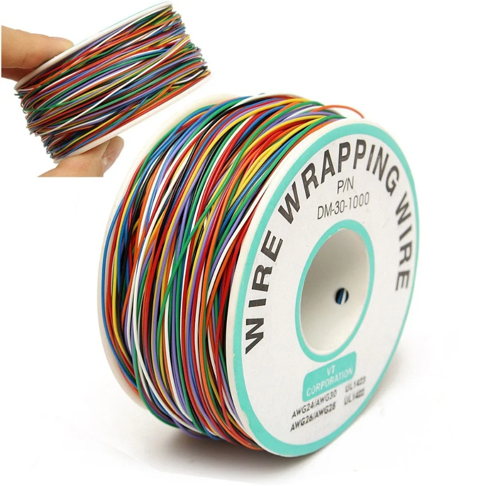 

250m 8 Colors 30AWG Wire Wrapping Tinned Copper Solid PVC insulation Single Strand Copper Cable Ok Wire for Board soldering
