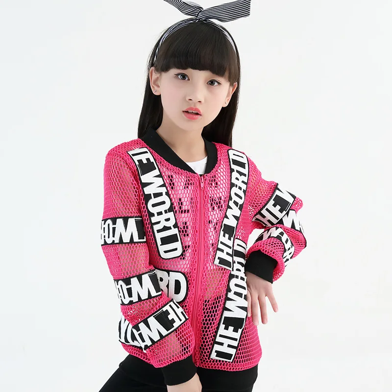 

Kids Hip Hop Dance Jacket For Girls Spring Autumn Letter Zipper Jacket Coat Pattern Boys Girls Dance Costumes 8 10 12 14 16