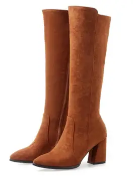 

Zapatos Mujer Ladies Gladiator Shoes Women Chaussure Femme Woman Chunky High Heels Winter Knee High Boots Faux Suede XZ181268
