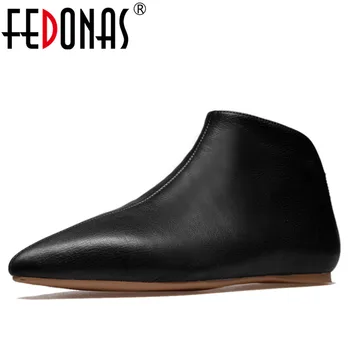 

FEDONAS New Genuine Leather Flat Shoes Woman Hand-sewn Leather Loafers Cowhide Spring Autumn Casual Shoes Women Flats Shoes