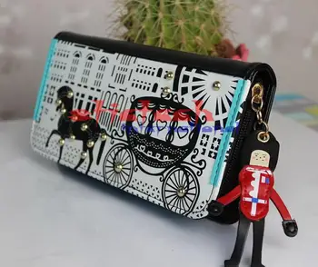 

by dhl or ems 20pcs New Designer Imperial Horse wallet Rivet Long Women Wallets Wristlet Lady Purse with Prince Swing Tag