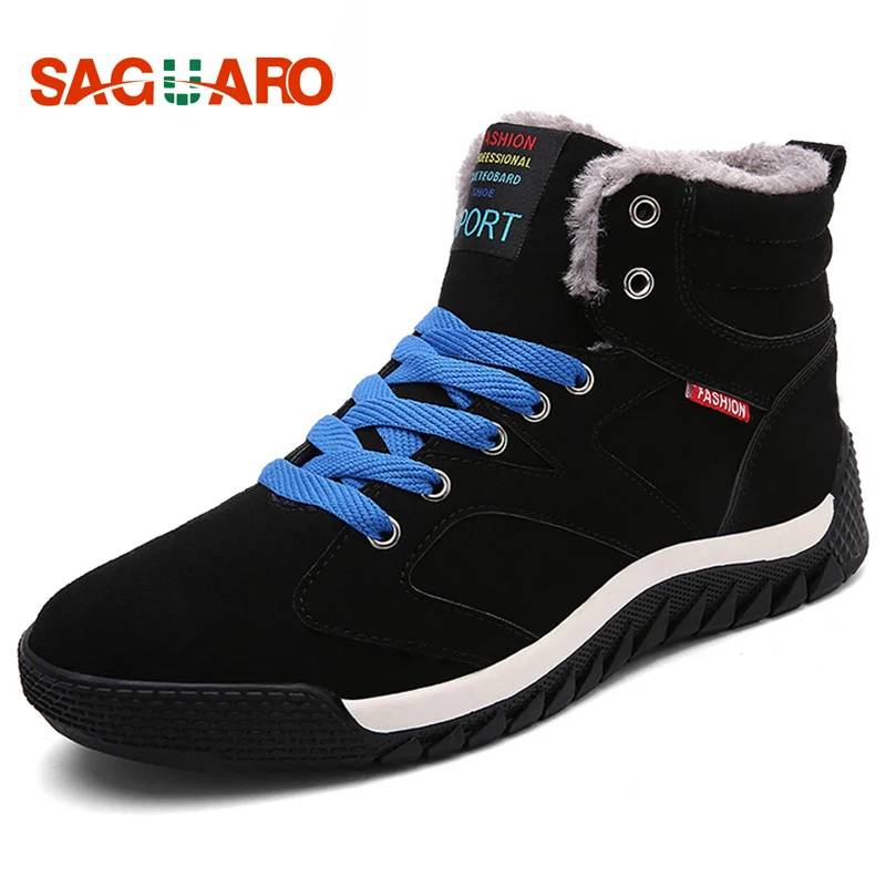 

SAGUARO Men's Winter Boots Keep Warm Plush Snow Ankle Boots zapatos hombre 2019 Fashion Casual Men Cotton Shoes Size 39-44